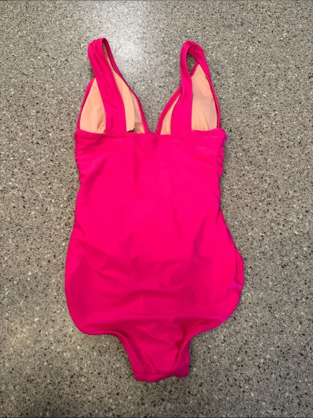 J. CREW Ruched V-Neck One Piece Swimsuit Pink *NEW*